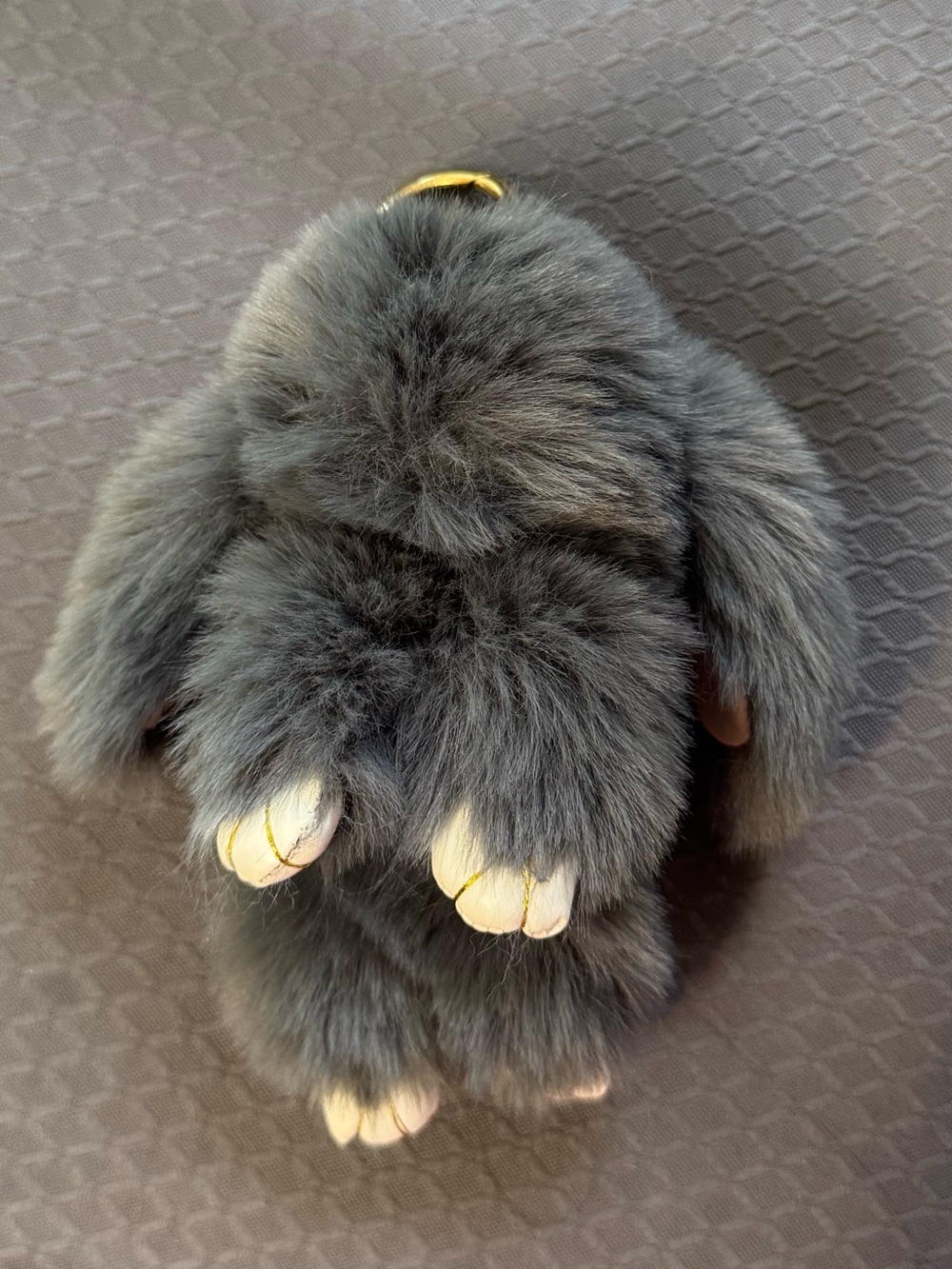 Fluffy Rabbit Keychain (Gray) - Picture 8 of 12